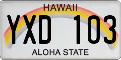 HI license plate YXD103