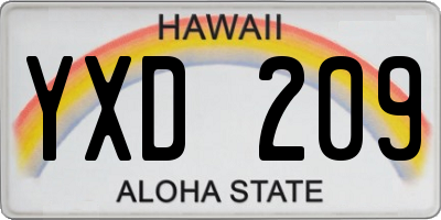 HI license plate YXD209