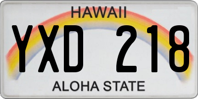 HI license plate YXD218