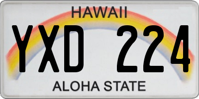 HI license plate YXD224