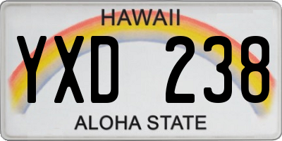 HI license plate YXD238