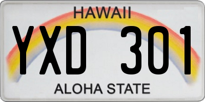 HI license plate YXD301