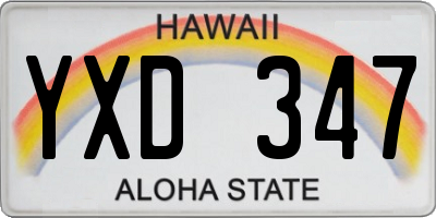 HI license plate YXD347