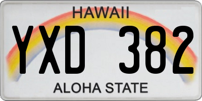 HI license plate YXD382