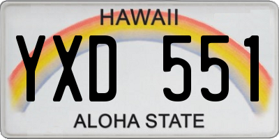 HI license plate YXD551