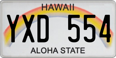 HI license plate YXD554