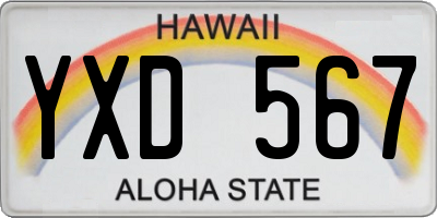 HI license plate YXD567