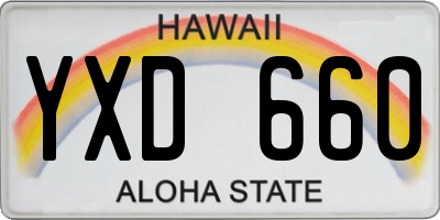 HI license plate YXD660