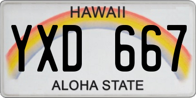 HI license plate YXD667