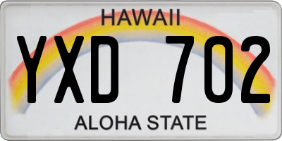 HI license plate YXD702