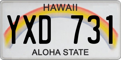 HI license plate YXD731