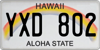 HI license plate YXD802
