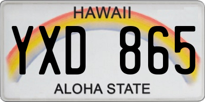 HI license plate YXD865