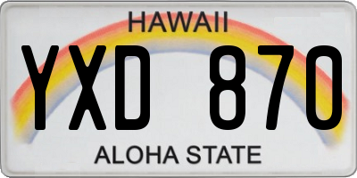 HI license plate YXD870