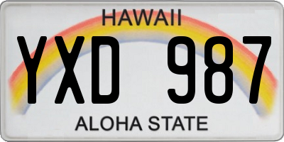 HI license plate YXD987