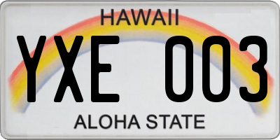 HI license plate YXE003