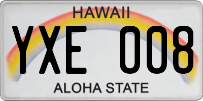HI license plate YXE008