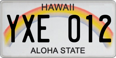 HI license plate YXE012
