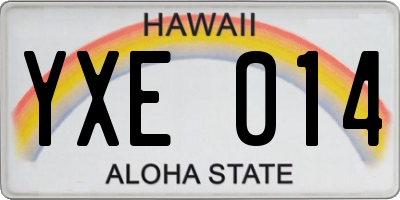 HI license plate YXE014