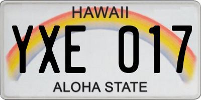 HI license plate YXE017