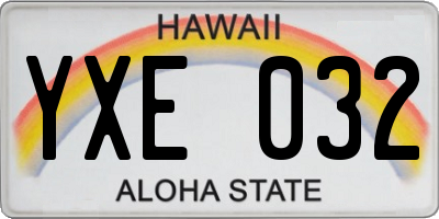 HI license plate YXE032