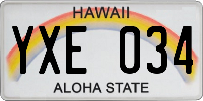 HI license plate YXE034
