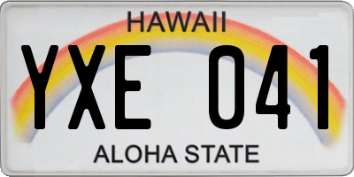 HI license plate YXE041