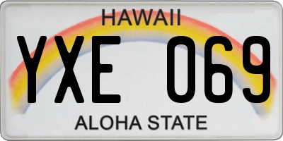 HI license plate YXE069