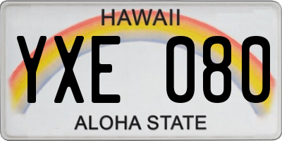 HI license plate YXE080