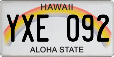 HI license plate YXE092