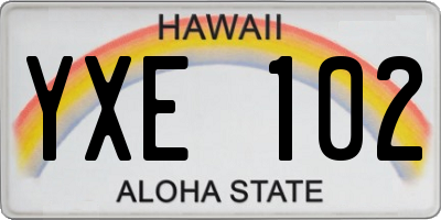 HI license plate YXE102