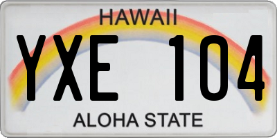 HI license plate YXE104