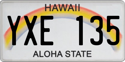 HI license plate YXE135
