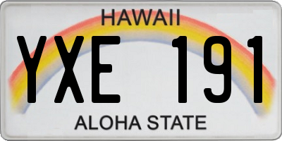 HI license plate YXE191