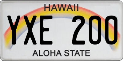 HI license plate YXE200