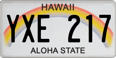 HI license plate YXE217