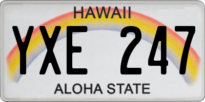 HI license plate YXE247