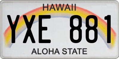 HI license plate YXE881