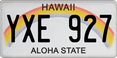 HI license plate YXE927
