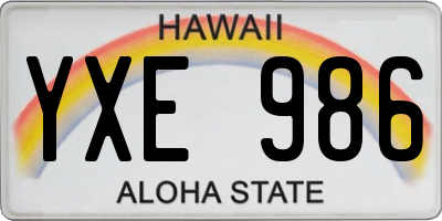 HI license plate YXE986