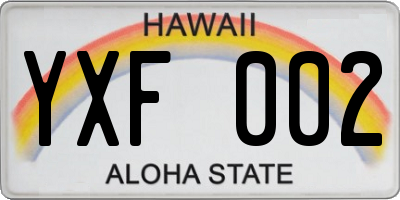 HI license plate YXF002