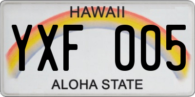 HI license plate YXF005