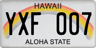 HI license plate YXF007