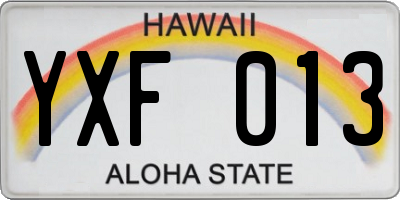 HI license plate YXF013