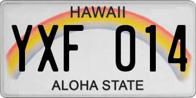 HI license plate YXF014