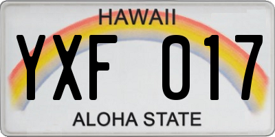 HI license plate YXF017