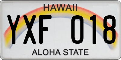 HI license plate YXF018