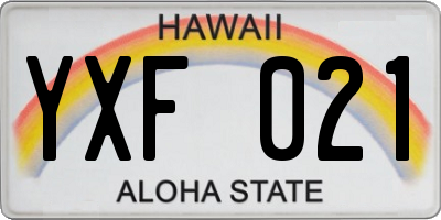 HI license plate YXF021