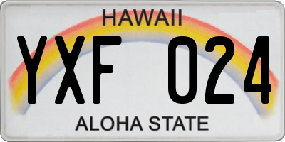 HI license plate YXF024