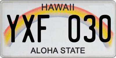 HI license plate YXF030